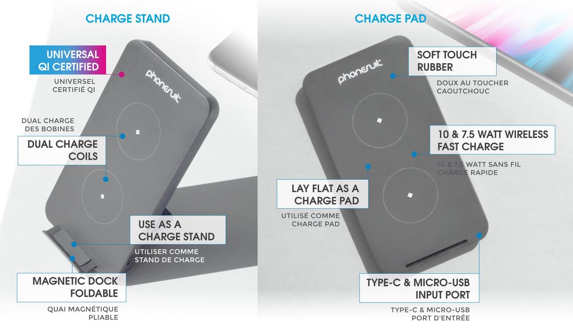 PhoneSuit Wireless Fast Charger & Desktop Stand Cellular Accessories